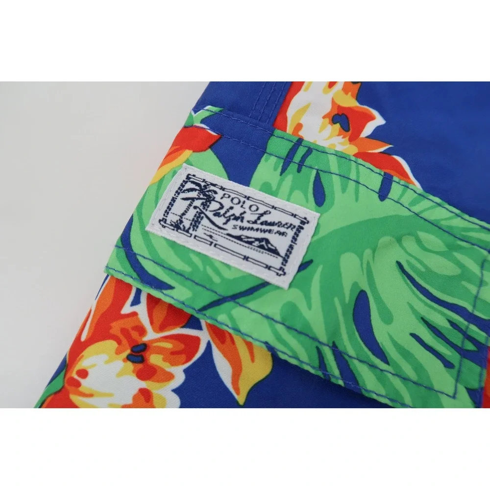 Polo Ralph Lauren Swim Trunks Mens‎ Large Blue Floral Tropical Cargo Drawstring